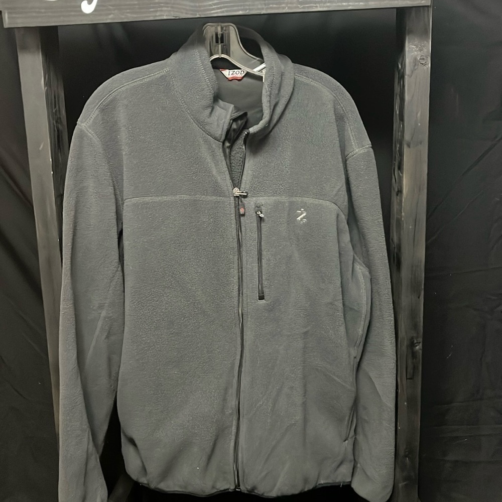 Izod- full zip gray fleece jacket